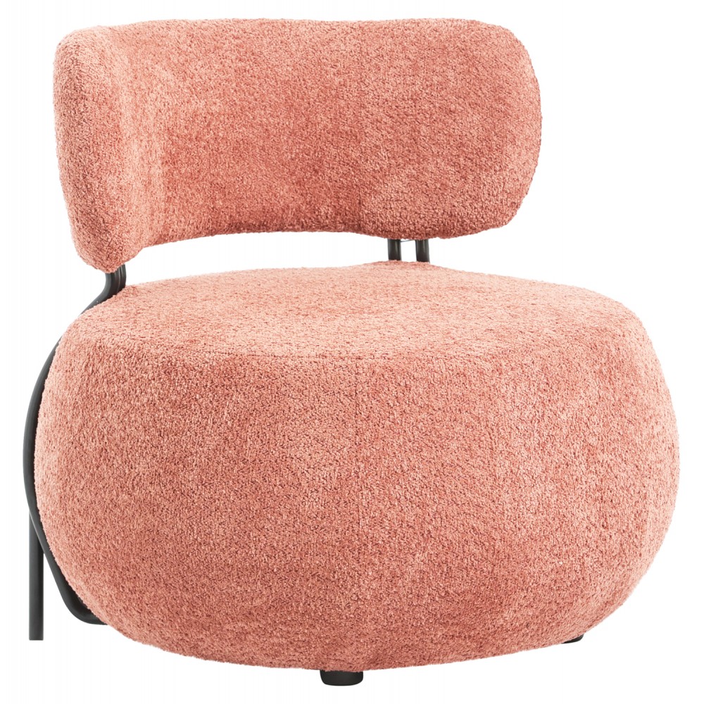 Πολυθρόνα "KARSEN" από ύφασμα μπουκλέ σε χρώμα ροζ 79x78,5x76
