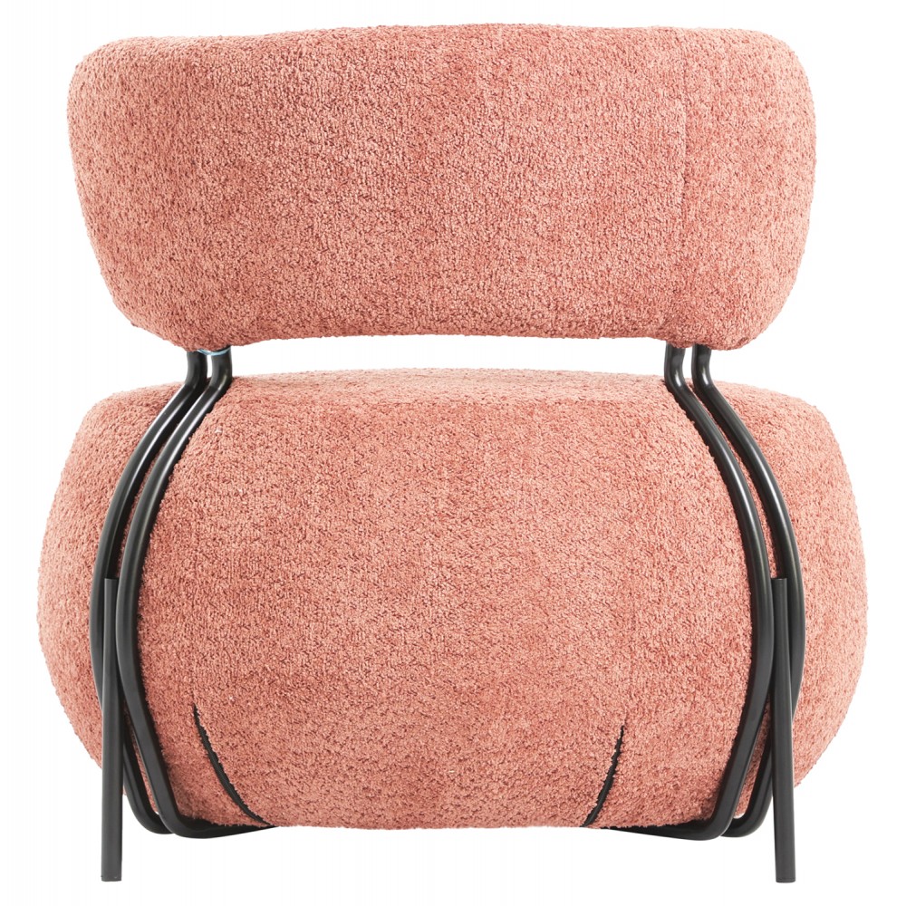 Πολυθρόνα "KARSEN" από ύφασμα μπουκλέ σε χρώμα ροζ 79x78,5x76