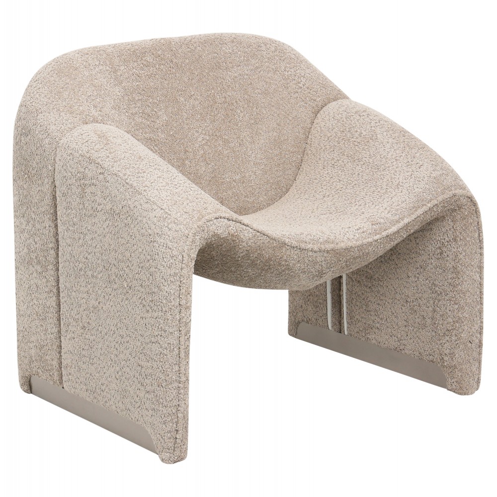 Πολυθρόνα "SPINER" από ύφασμα μπουκλέ σε χρώμα μπεζ 81x64x74