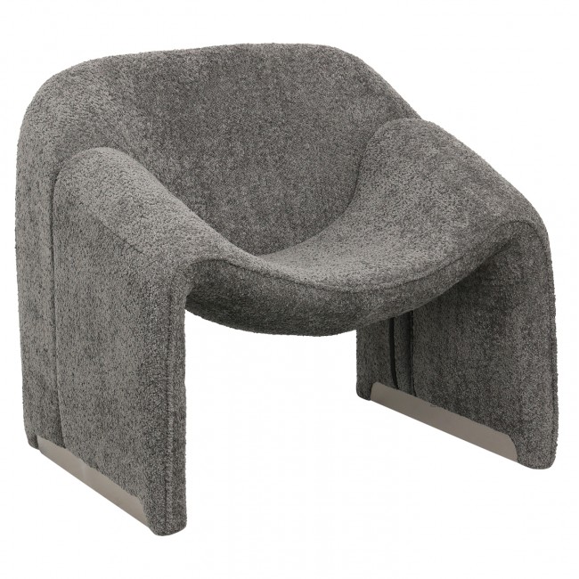 Πολυθρόνα "SPINER" από ύφασμα μπουκλέ σε χρώμα γκρι 81x64x74