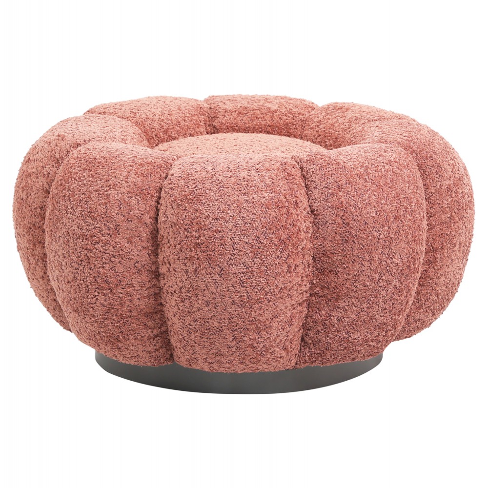 Σκαμπό "KRIPP" από ύφασμα μπουκλέ σε χρώμα ροζ Φ60x31