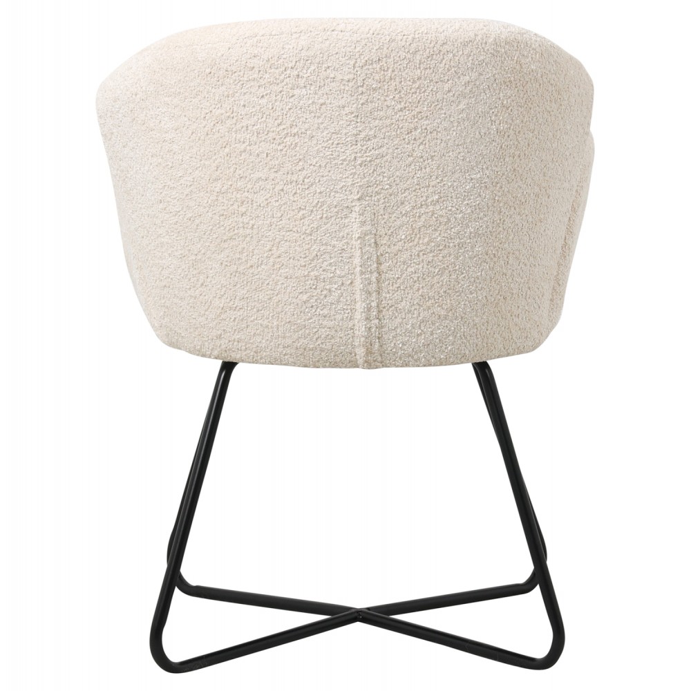 Πολυθρόνα "HARNIS" από ύφασμα μπουκλέ/μέταλλο σε χρώμα εκρού/μαύρο 82x62x72