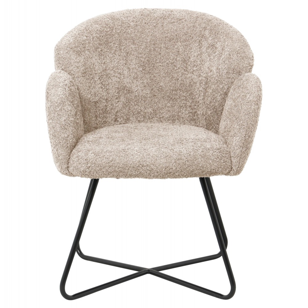 Πολυθρόνα "HARNIS" από ύφασμα μπουκλέ/μέταλλο σε χρώμα μπεζ/μαύρο 82x62x72