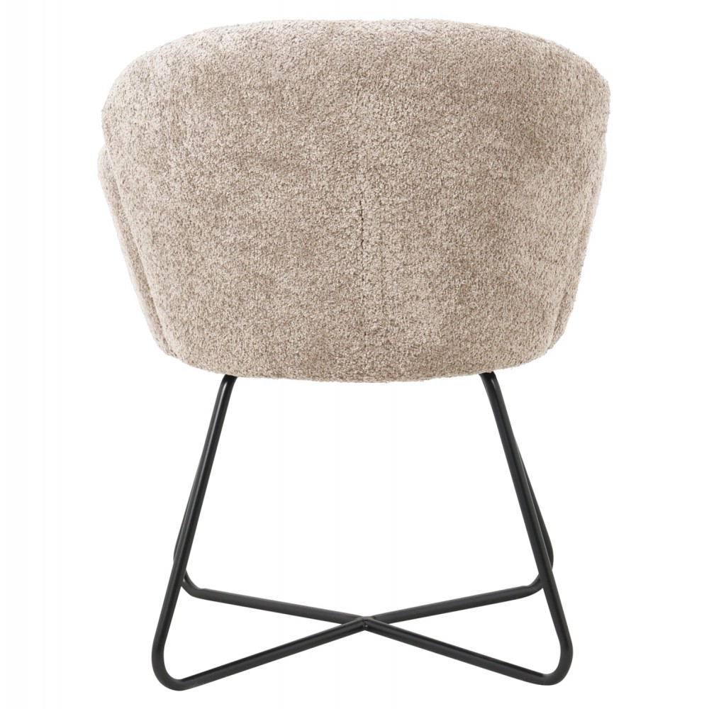 Πολυθρόνα "HARNIS" από ύφασμα μπουκλέ/μέταλλο σε χρώμα μπεζ/μαύρο 82x62x72