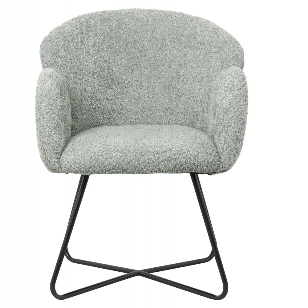 Πολυθρόνα "HARNIS" από ύφασμα μπουκλέ/μέταλλο σε χρώμα φυστικί/μαύρο 82x62x72