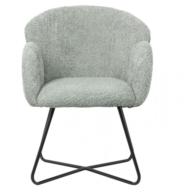 Πολυθρόνα "HARNIS" από ύφασμα μπουκλέ/μέταλλο σε χρώμα φυστικί/μαύρο 82x62x72