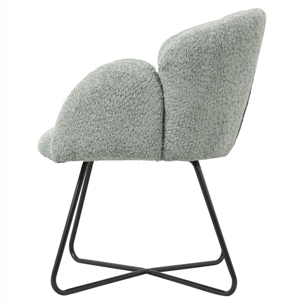 Πολυθρόνα "HARNIS" από ύφασμα μπουκλέ/μέταλλο σε χρώμα φυστικί/μαύρο 82x62x72