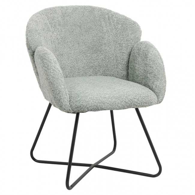 Πολυθρόνα "HARNIS" από ύφασμα μπουκλέ/μέταλλο σε χρώμα φυστικί/μαύρο 82x62x72