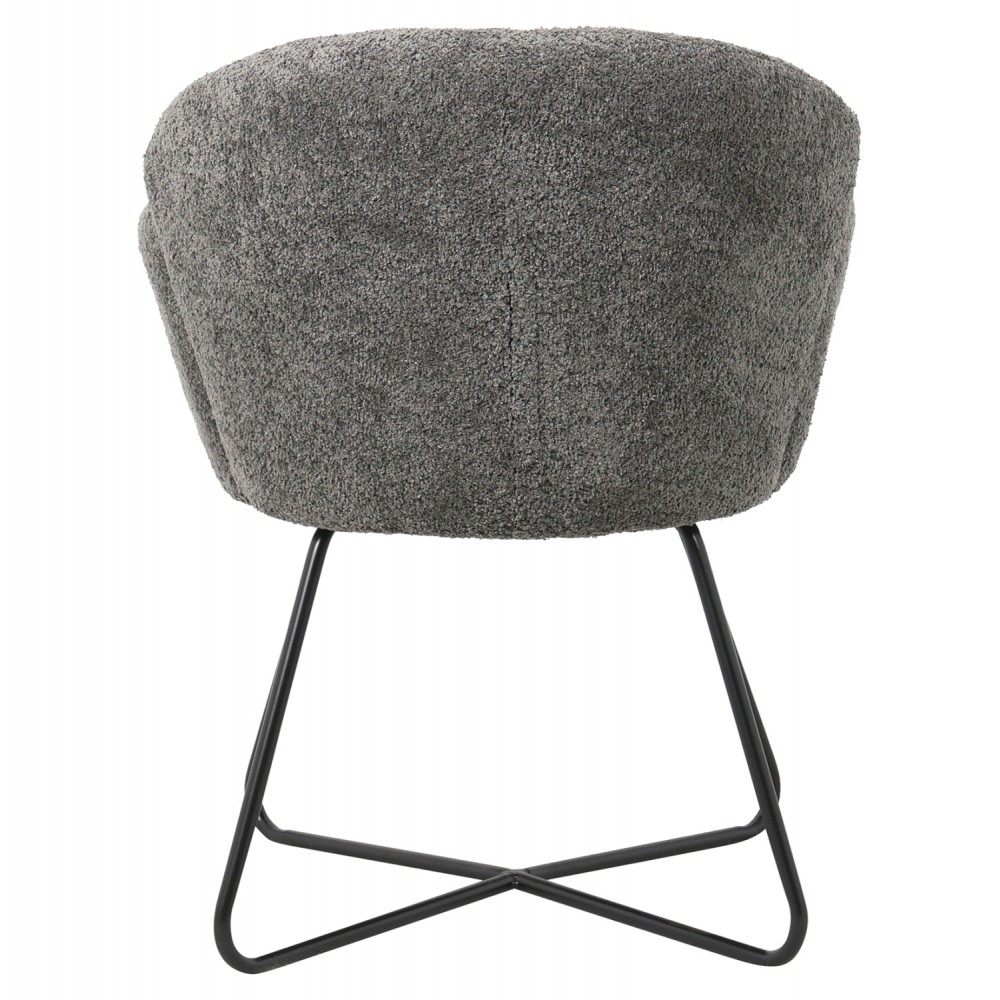 Πολυθρόνα "HARNIS" από ύφασμα μπουκλέ/μέταλλο σε χρώμα γκρι/μαύρο 82x62x72