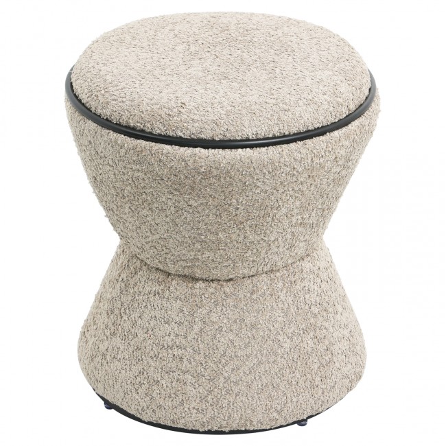 Σκαμπό "LINNER" από ύφασμα μπουκλέ σε χρώμα μπεζ Φ38,5x43