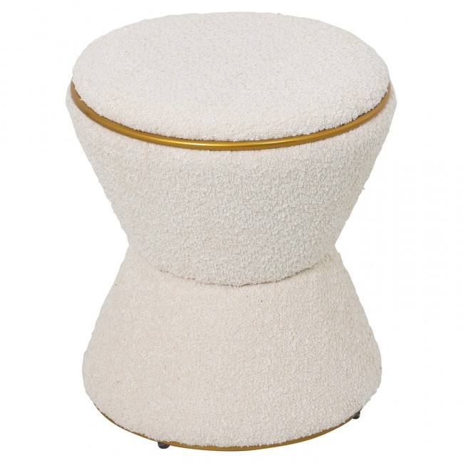 Σκαμπό "LINNER" από ύφασμα μπουκλέ σε χρώμα εκρού Φ38,5x43