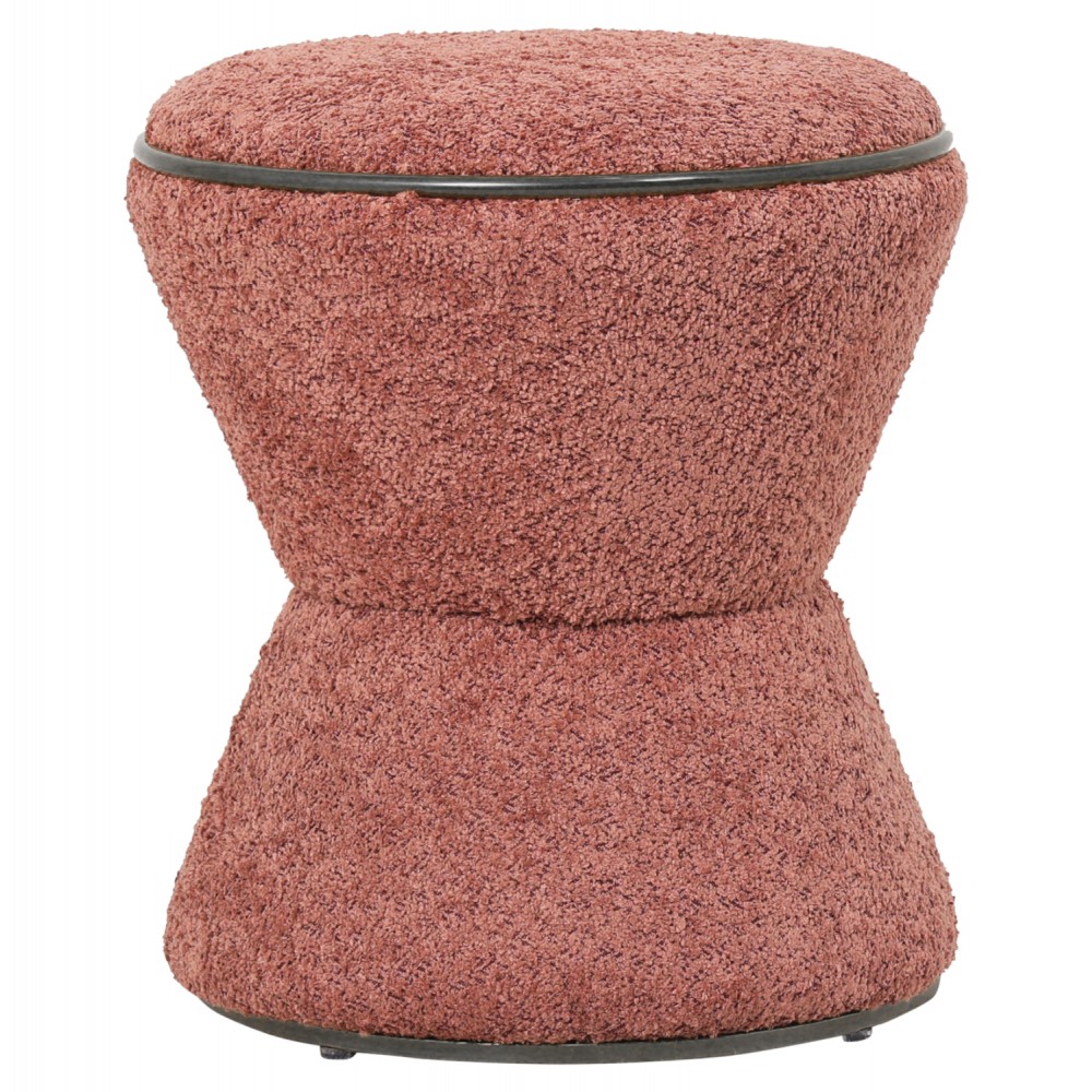 Σκαμπό "LINNER" από ύφασμα μπουκλέ σε χρώμα ροζ Φ38,5x43