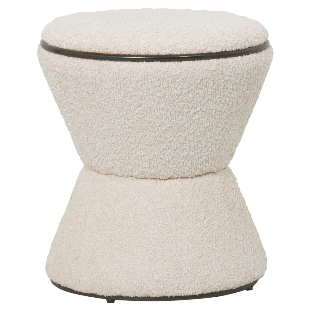 Σκαμπό "LINNER" από ύφασμα μπουκλέ σε χρώμα εκρού Φ38,5x43