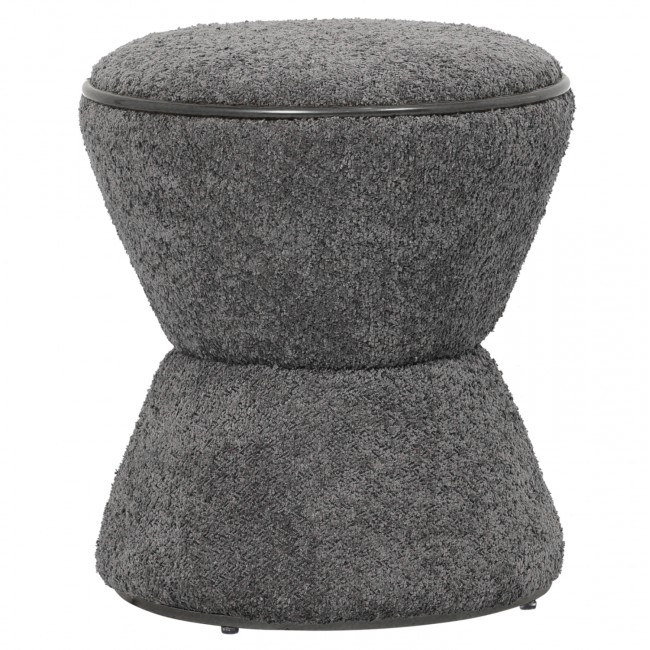 Σκαμπό "LINNER" από ύφασμα μπουκλέ σε χρώμα γκρι Φ38,5x43