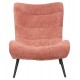 Πολυθρόνα "BRYM" από ύφασμα μπουκλέ/ξύλο σε χρώμα ροζ/μαύρο 97x80x100