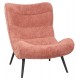 Πολυθρόνα "BRYM" από ύφασμα μπουκλέ/ξύλο σε χρώμα ροζ/μαύρο 97x80x100