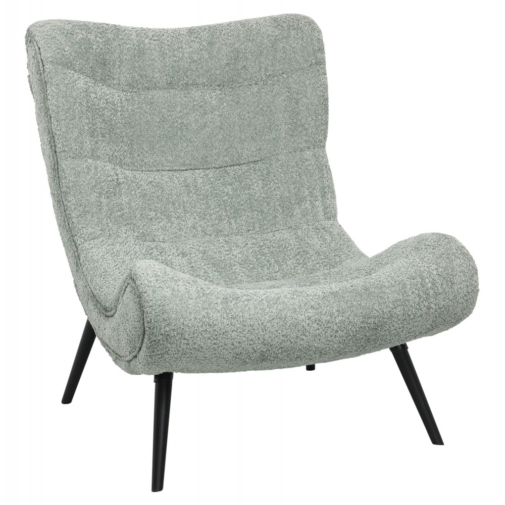 Πολυθρόνα "BRYM" από ύφασμα μπουκλέ/ξύλο σε χρώμα φυστικί/μαύρο 97x80x100