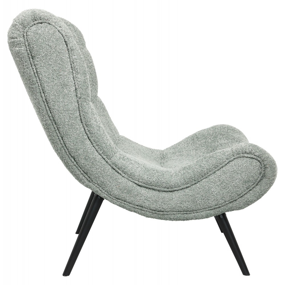 Πολυθρόνα "BRYM" από ύφασμα μπουκλέ/ξύλο σε χρώμα φυστικί/μαύρο 97x80x100