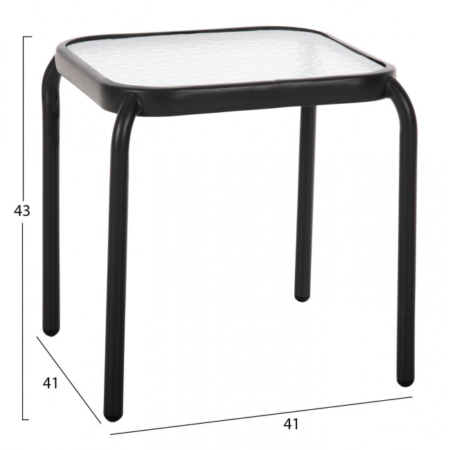 Τραπέζι βοηθητικό εξωτερικού χώρου "DIDO" από μέταλλο/γυαλί σε ανθρακί χρώμα 41x41x43