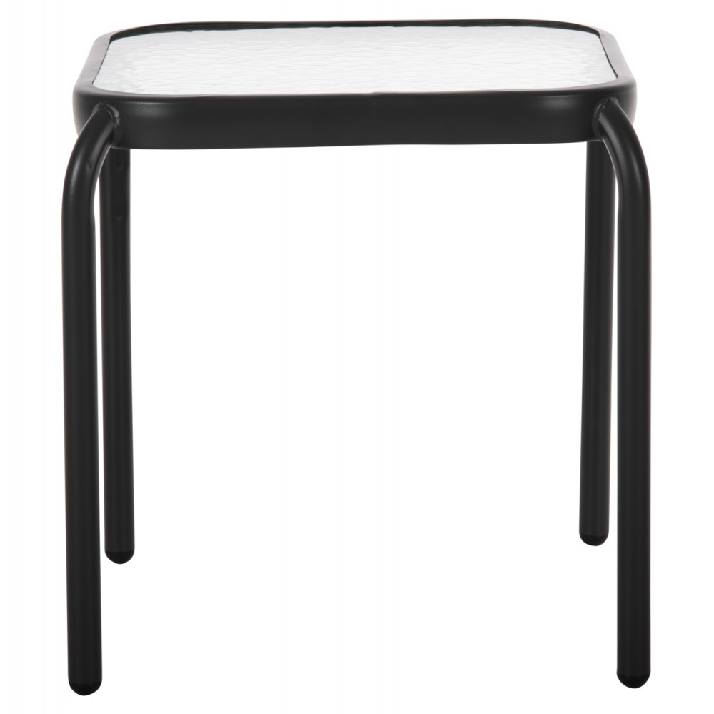 Τραπέζι βοηθητικό εξωτερικού χώρου "DIDO" από μέταλλο/γυαλί σε ανθρακί χρώμα 41x41x43