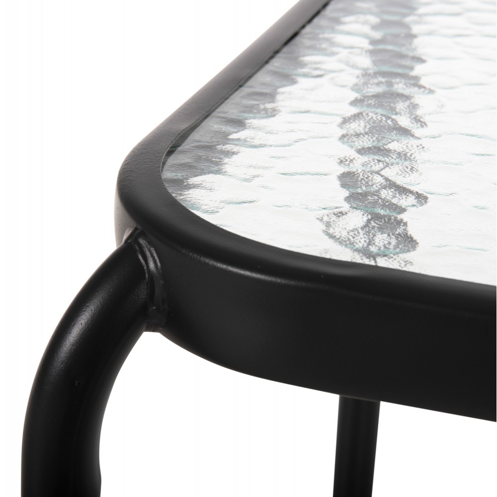 Τραπέζι βοηθητικό εξωτερικού χώρου "DIDO" από μέταλλο/γυαλί σε ανθρακί χρώμα 41x41x43