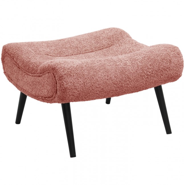 Σκαμπό-υποπόδιο "KEMBA" από ύφασμα μπουκλέ σε χρώμα ροζ 68x58x40