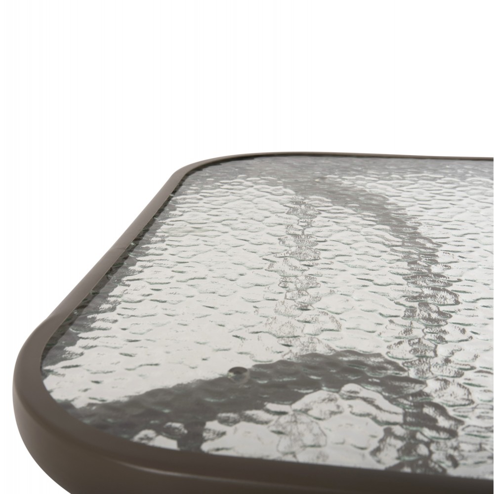 Τραπέζι εξωτερικού χώρου "ADAM" από μέταλλο/γυαλί σε σαμπανί χρώμα 110x60x71