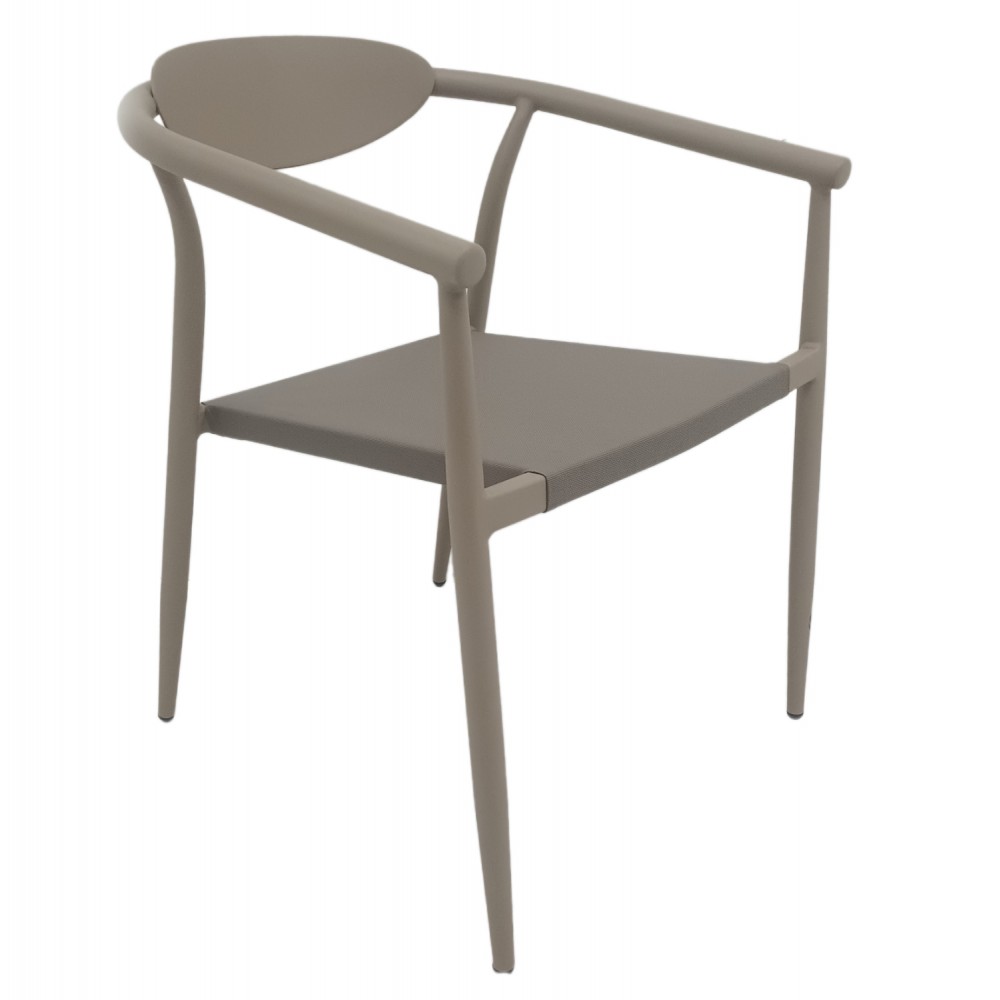 Πολυθρόνα "SERLY" από αλουμίνιο/textilene σε σαμπανί χρώμα 56x61x74,5