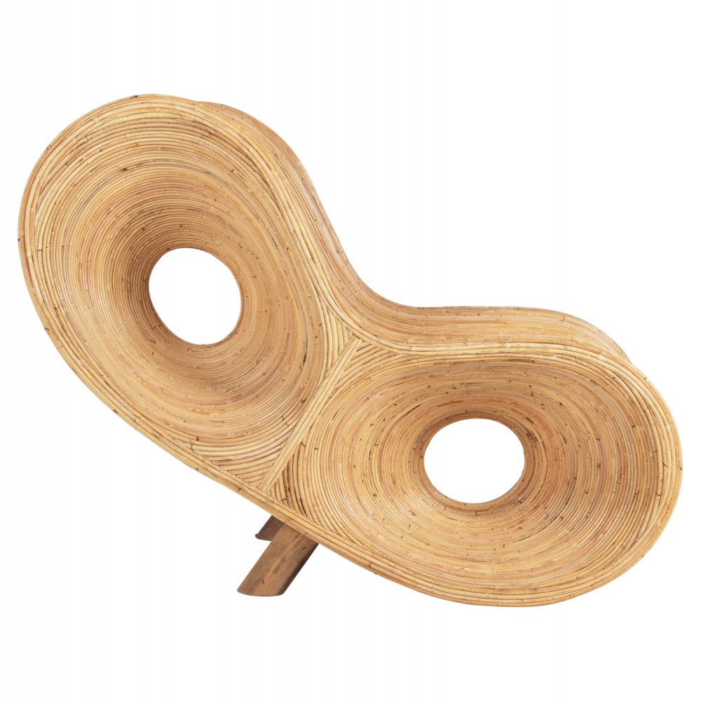Πολυθρόνα "CURVY LOUNGE" από ραττάν σε φυσικό χρώμα 63x128x97