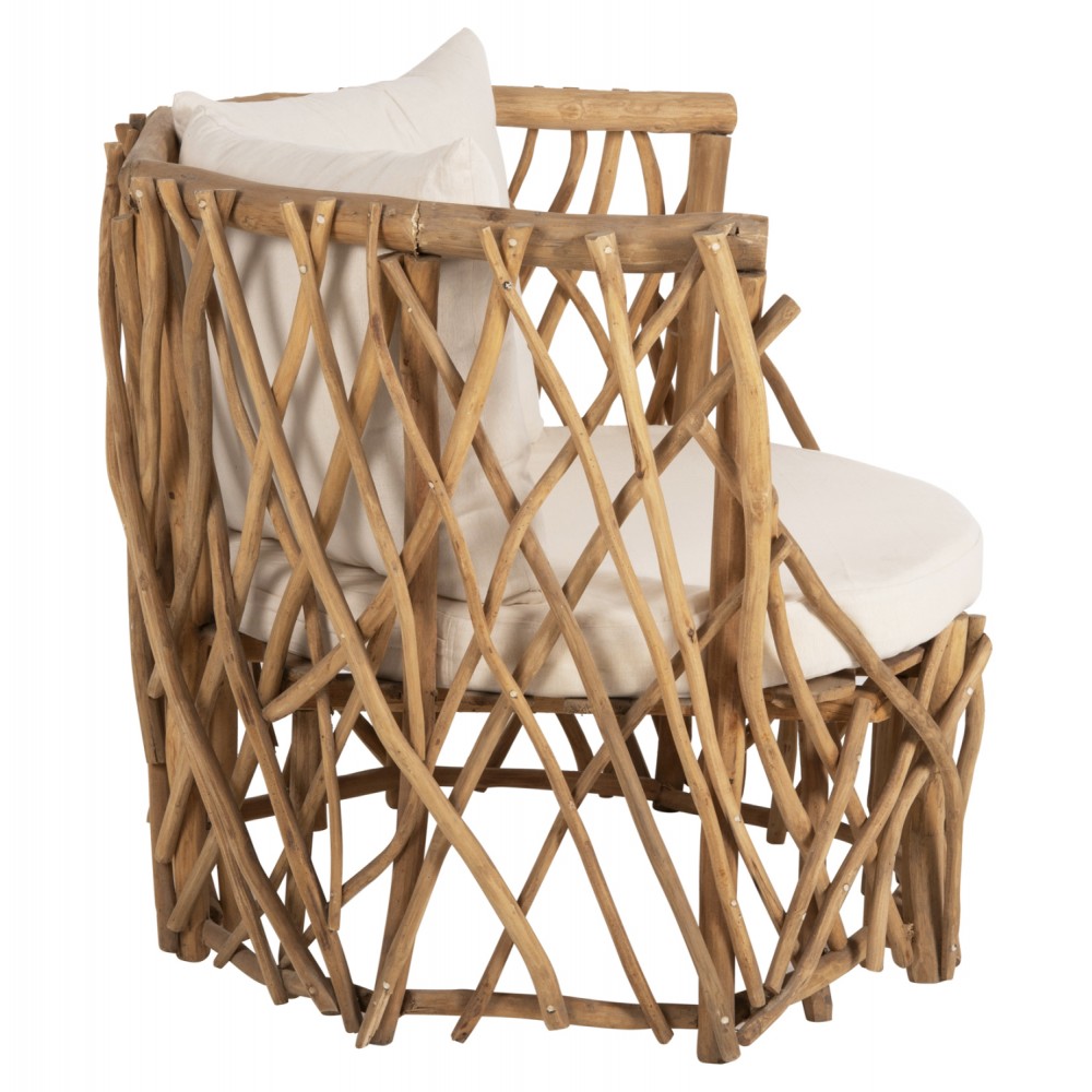 Πολυθρόνα "ΚΑΑΝ" από ραττάν σε φυσικό/λευκό χρώμα 95x89x80