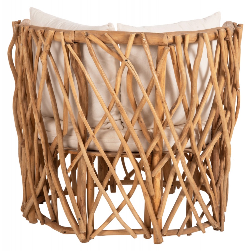 Πολυθρόνα "ΚΑΑΝ" από ραττάν σε φυσικό/λευκό χρώμα 95x89x80