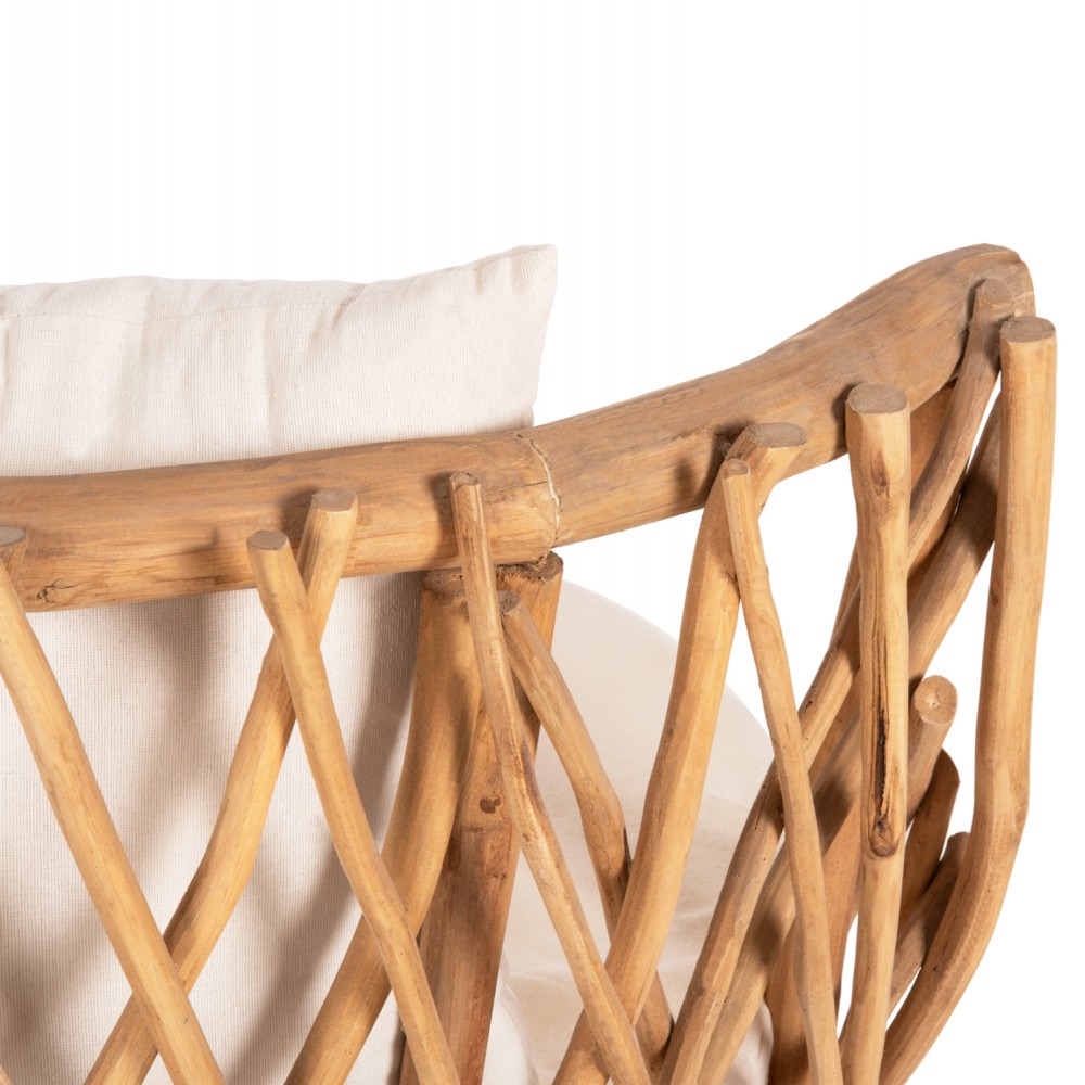 Πολυθρόνα "ΚΑΑΝ" από ραττάν σε φυσικό/λευκό χρώμα 95x89x80