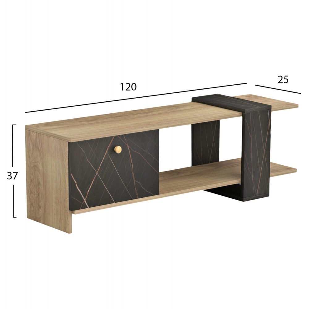 Έπιπλο τηλεόρασης "HENRIETTE" σε χρώμα σονόμα/μαύρο μαρμάρου 120x25x37