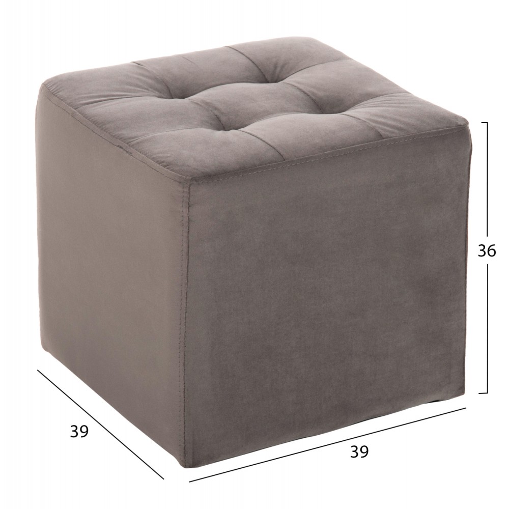 Σκαμπό "PUNK" από βελούδο σε χρώμα γκρί 39x39x36