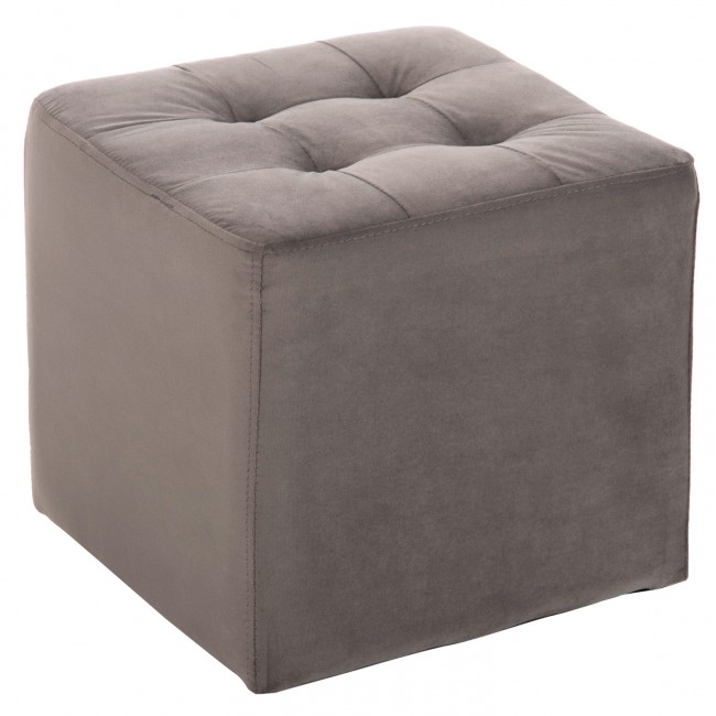 Σκαμπό "PUNK" από βελούδο σε χρώμα γκρί 39x39x36