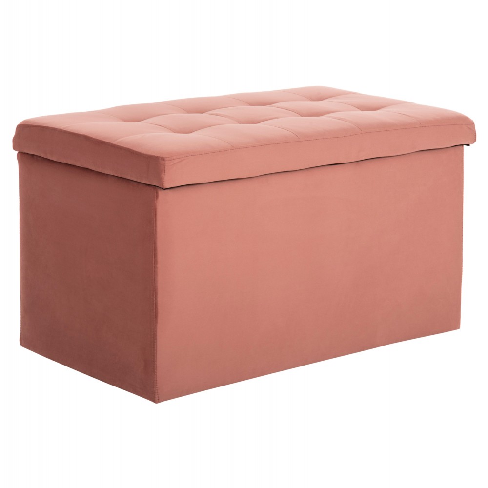 Σκαμπό-μπαούλο "PUNK" από βελούδο σε χρώμα σάπιο μήλο 90x50x52