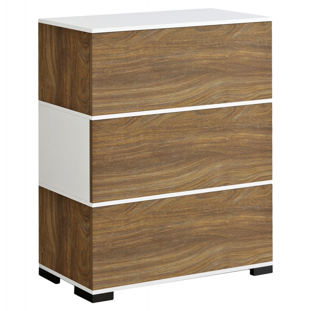 Παπουτσοθήκη "MIRABELL" τριών θέσεων σε χρώμα καρυδί/λευκό 90x30x93