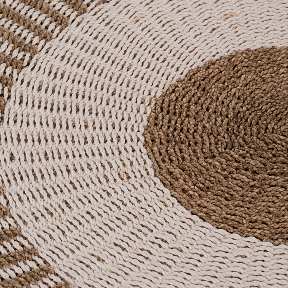 Χαλί στρογγυλό "KIRKI" από ψάθα σε χρώμα φυσικό/λευκό Φ150
