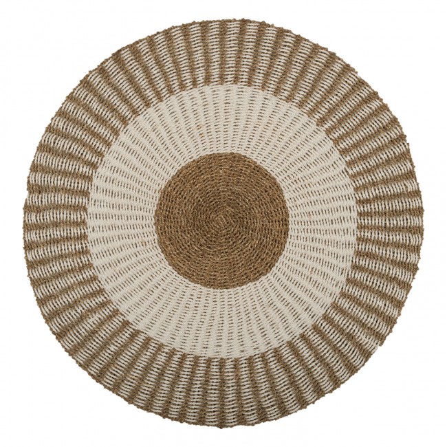 Χαλί στρογγυλό "KIRKI" από ψάθα σε χρώμα φυσικό/λευκό Φ150