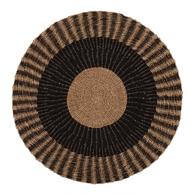Χαλί στρογγυλό "KIRKI" από ψάθα σε χρώμα φυσικό/μαύρο Φ150