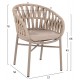 Πολυθρόνα εξωτερικού χώρου από αλουμίνιο/σχοινί σε μόκα/μπεζ χρώμα 57x56x78