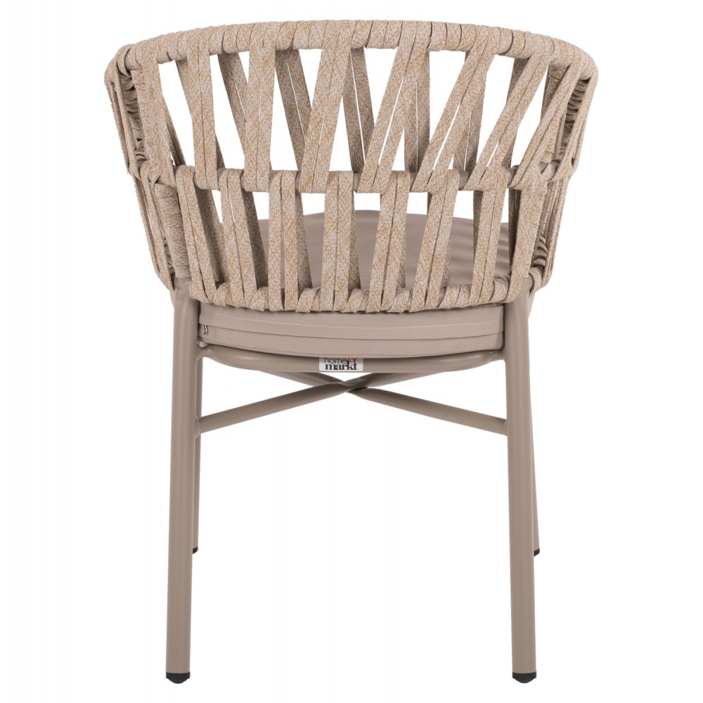 Πολυθρόνα εξωτερικού χώρου από αλουμίνιο/σχοινί σε μόκα/μπεζ χρώμα 57x56x78