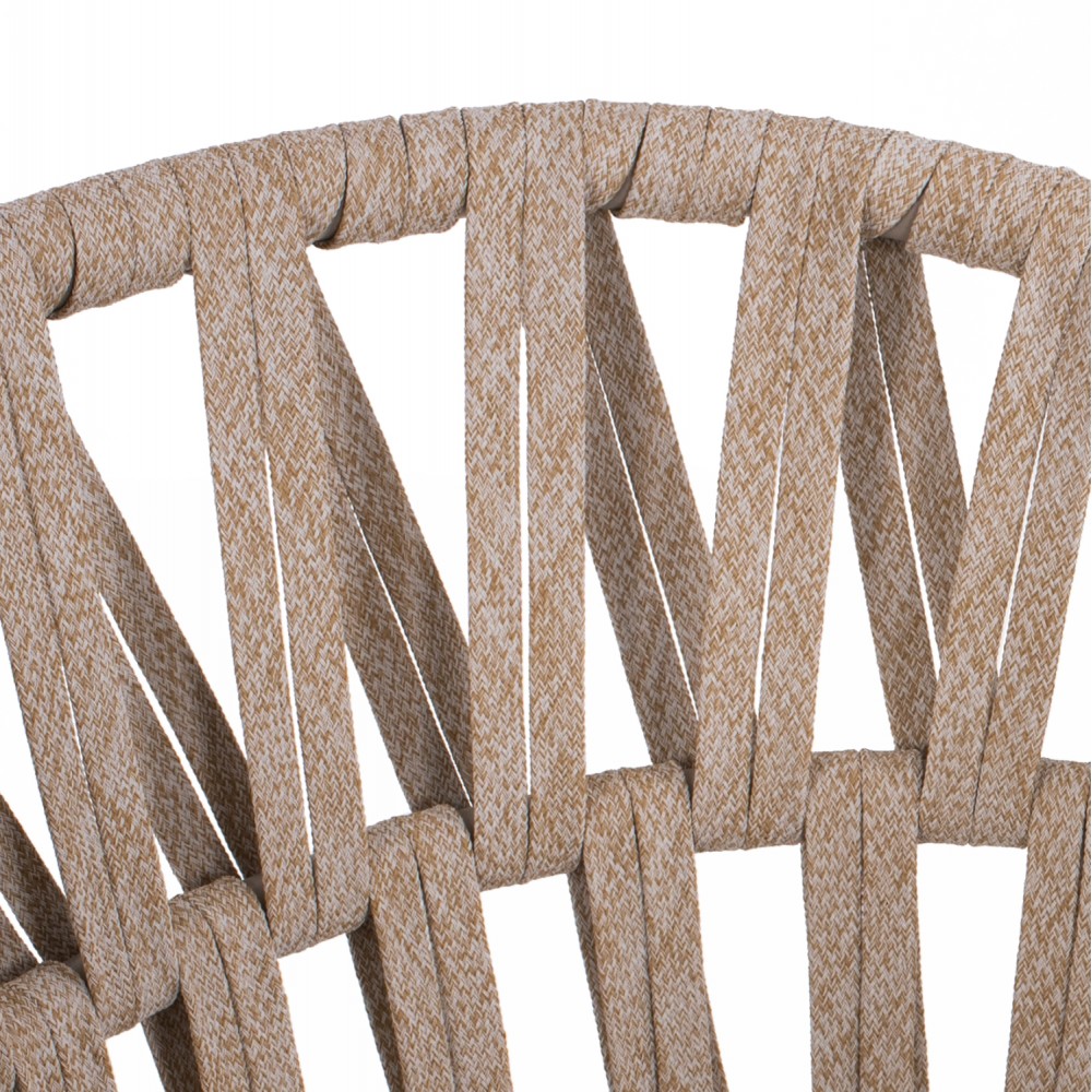 Πολυθρόνα εξωτερικού χώρου από αλουμίνιο/σχοινί σε μόκα/μπεζ χρώμα 57x56x78