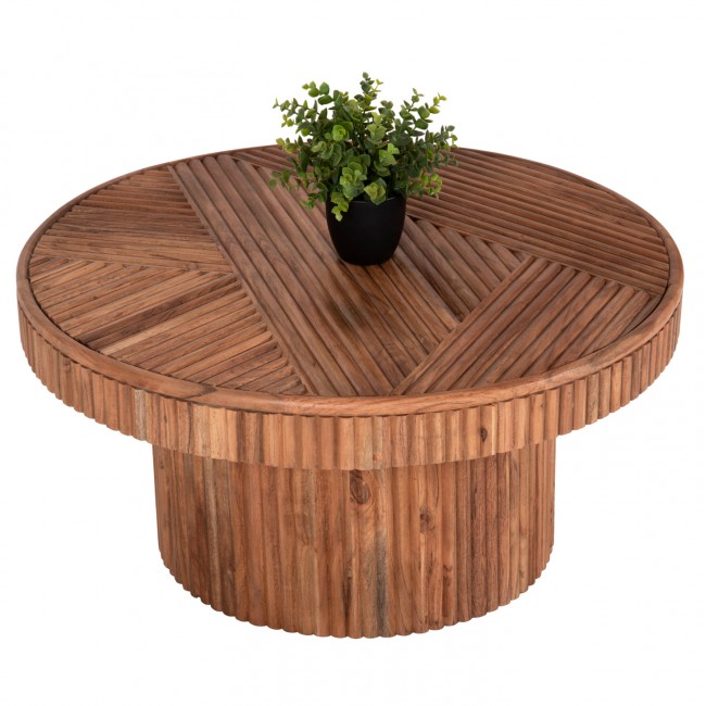 Τραπέζι σαλονιού "RANNE" από ξύλο σε χρώμα φυσικό Φ80x38