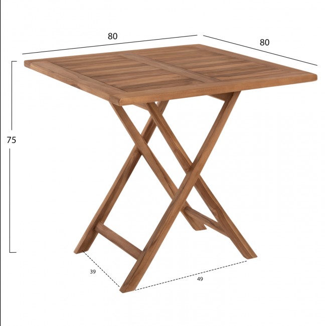 Τραπέζι πτυσσόμενο ''KENDALL'' από ξύλο σε φυσικό χρώμα 80x80x75
