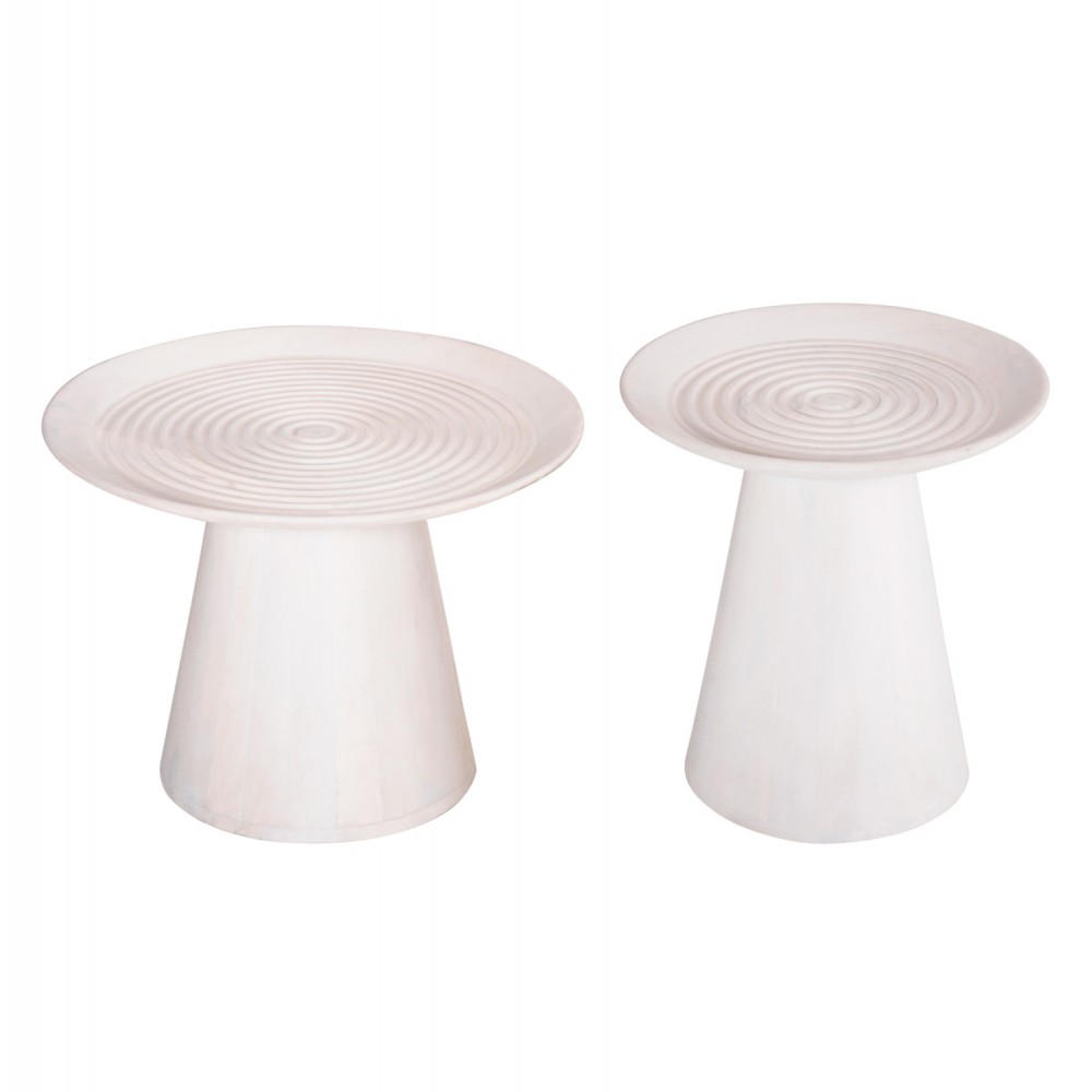 Τραπέζια σαλονιού σετ 2τμχ "ROSS" σε χρώμα λευκό Φ60x45