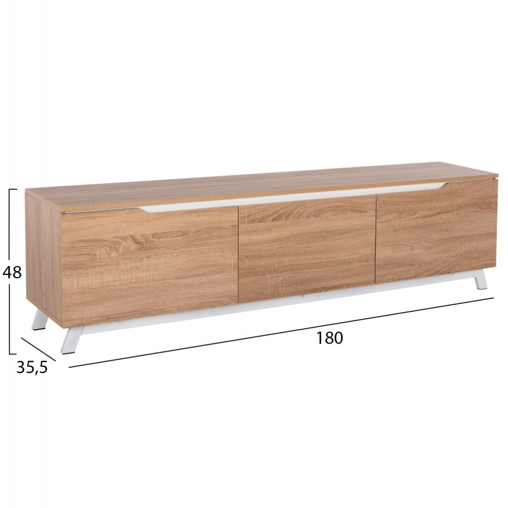Έπιπλο τηλεόρασης "KIMIA" σε χρώμα λευκό/σονόμα 180x35x48,5