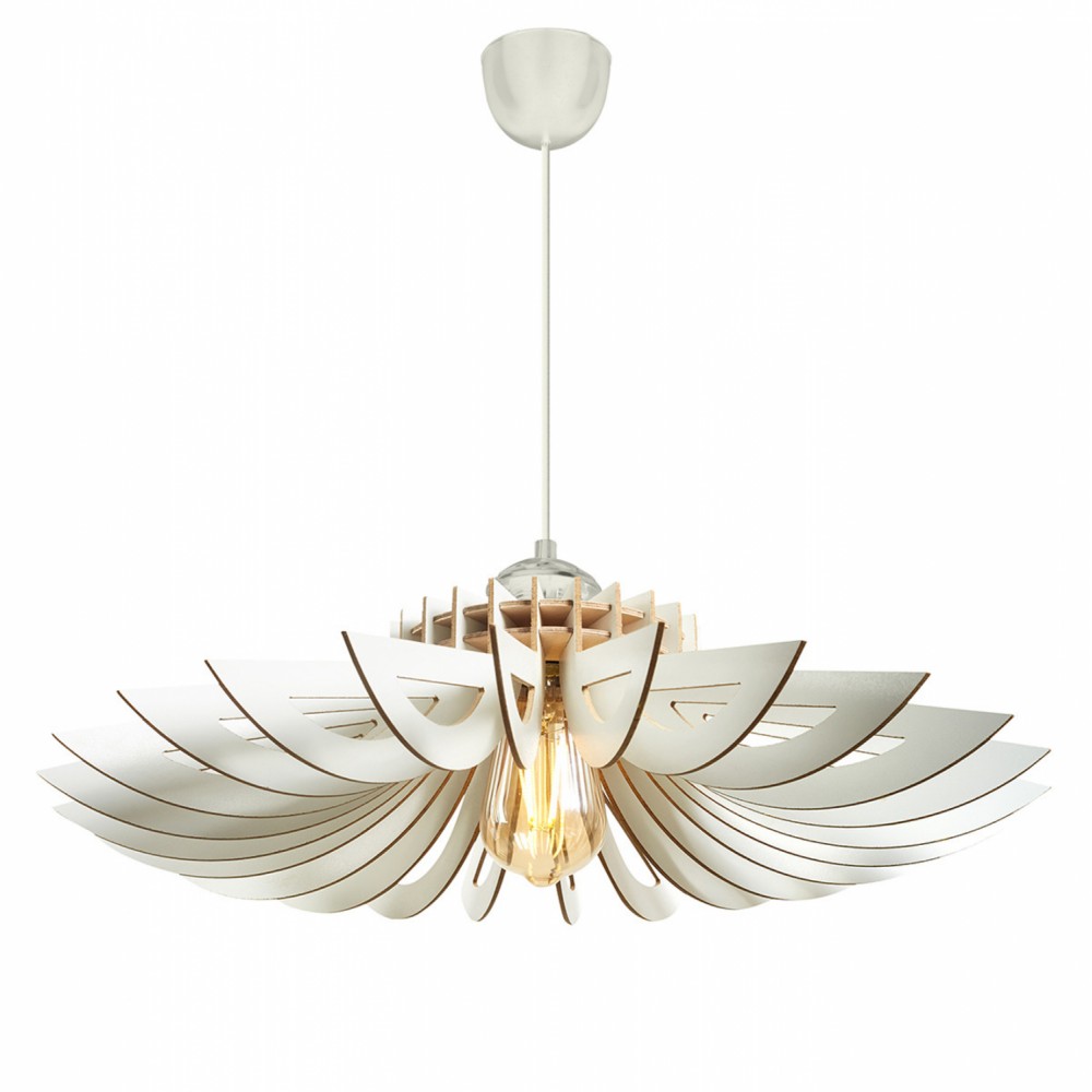 Φωτιστικό μονόφωτο από mdf σε χρώμα λευκό Φ52x45