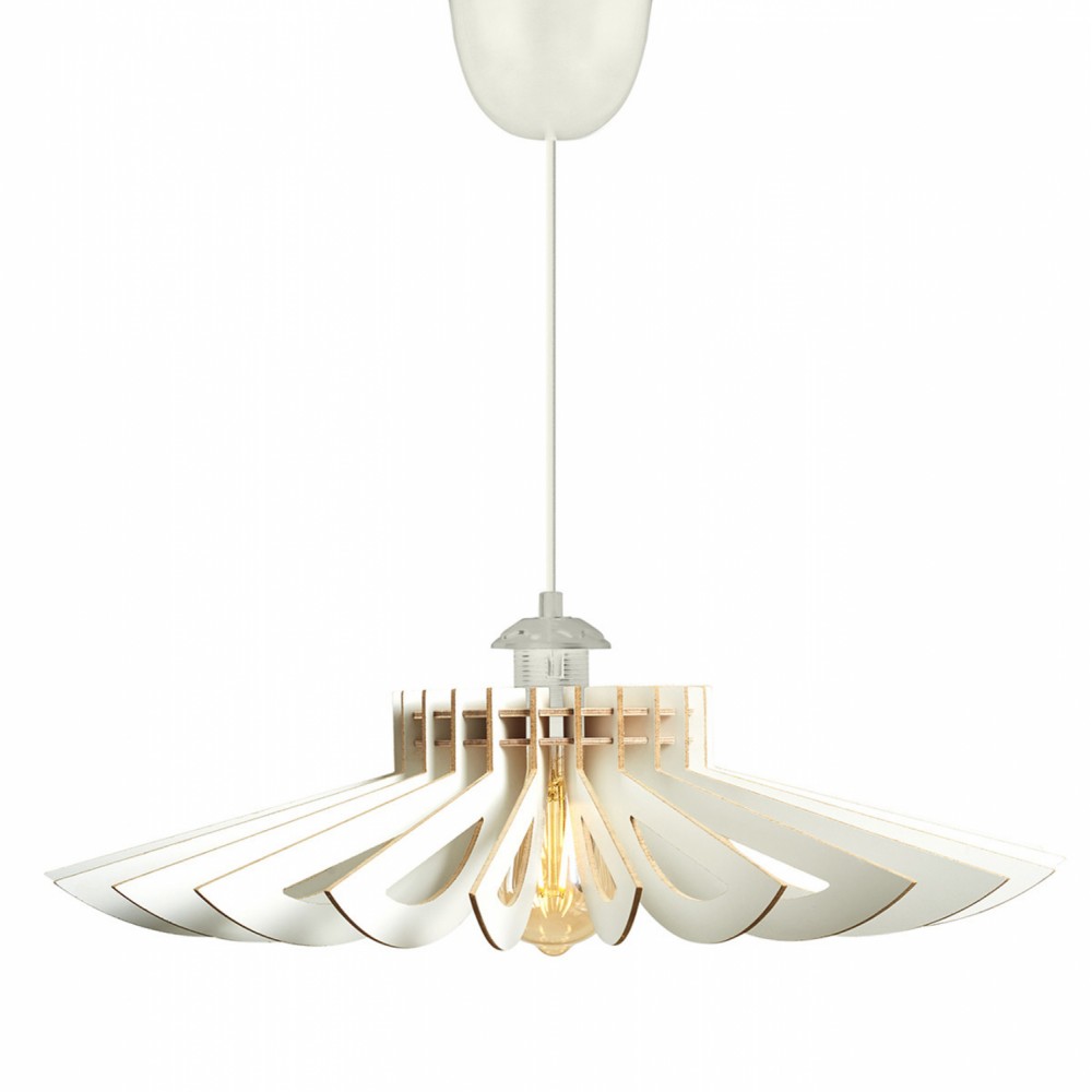 Φωτιστικό μονόφωτο από mdf σε χρώμα λευκό Φ52x45