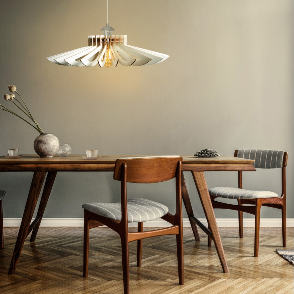 Φωτιστικό μονόφωτο από mdf σε χρώμα λευκό Φ52x45